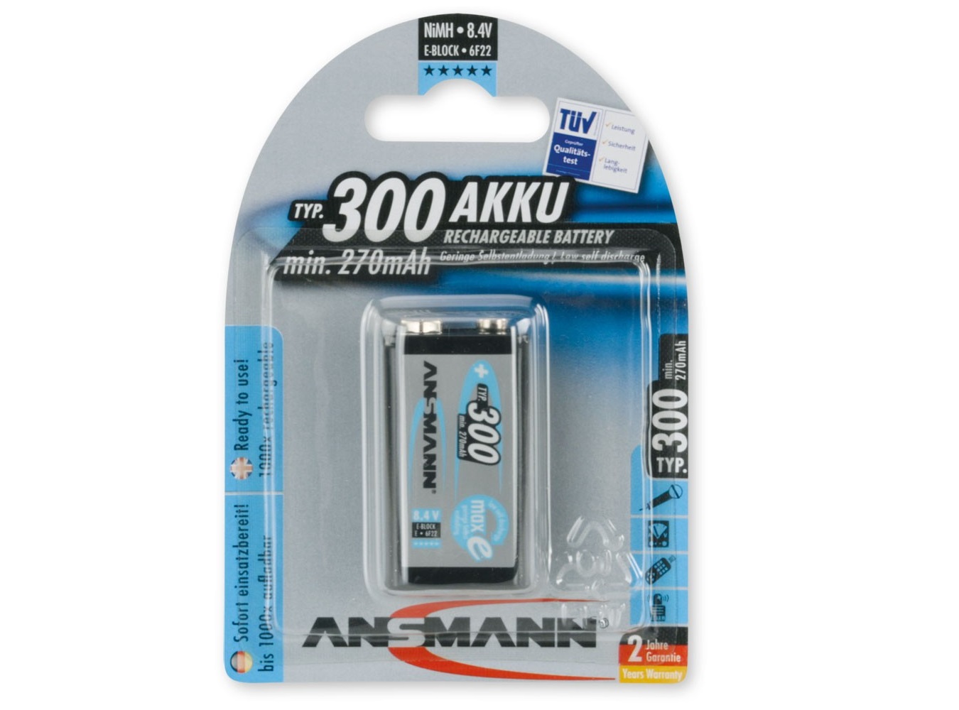 ANSMANN Pin sạc cao cấp NiMH E-300mAh - 5035453