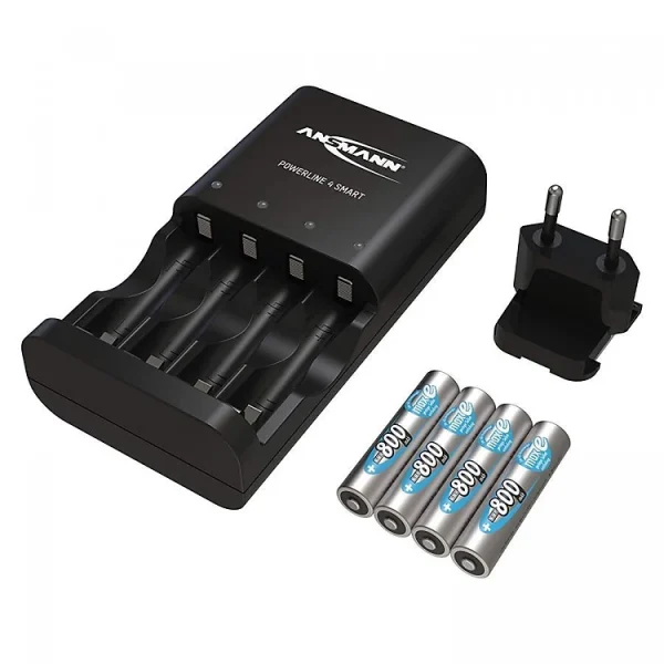 Combo Bộ sạc ANSMANN POWERLINE 4 Smart kèm 4 pin AAA-800mAh
