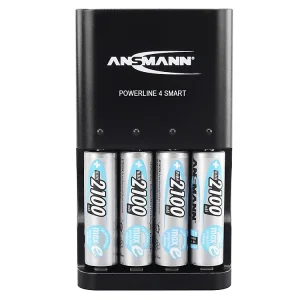 Combo Bộ sạc ANSMANN POWERLINE 4 Smart kèm 4 pin AA-2100mAh