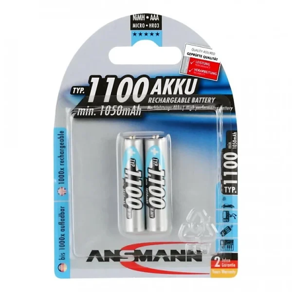 Pin Sạc AAA 1100 BL2 ANSMANN vỉ 2 viên