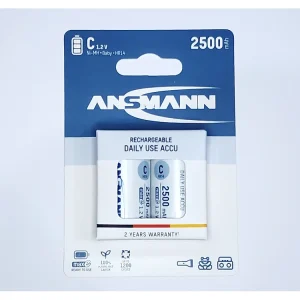 Pin trung sạc ANSMANN C2500 - (Baby C) vỉ 2 viên
