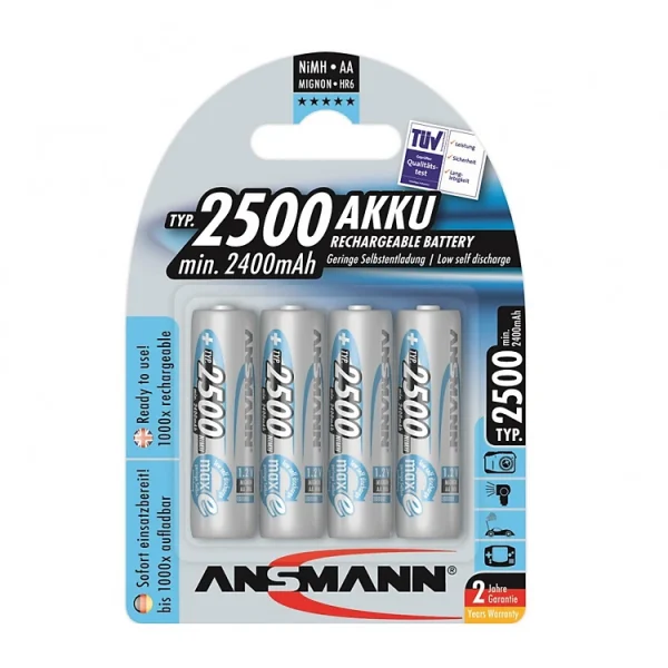 Pin Sạc AA-2500mAh ANSMANN (Vỉ 4 viên)