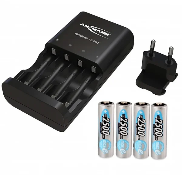 Combo Bộ sạc ANSMANN POWERLINE 4 Smart kèm 4 pin AA-2500