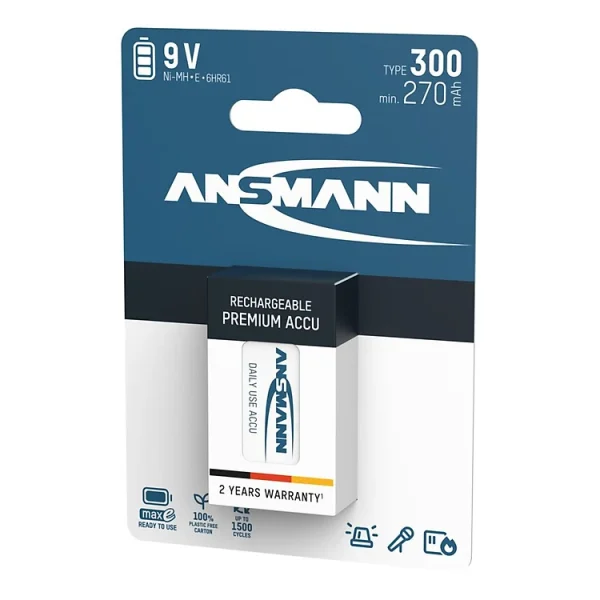 Pin sạc 9V - 300mAh ANSMANN
