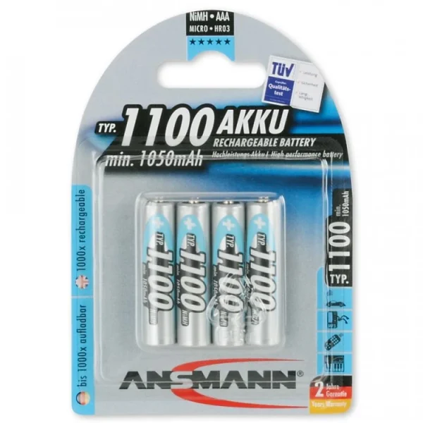 Pin Sạc AAA 1100 BL4 ANSMANN vỉ 4 viên