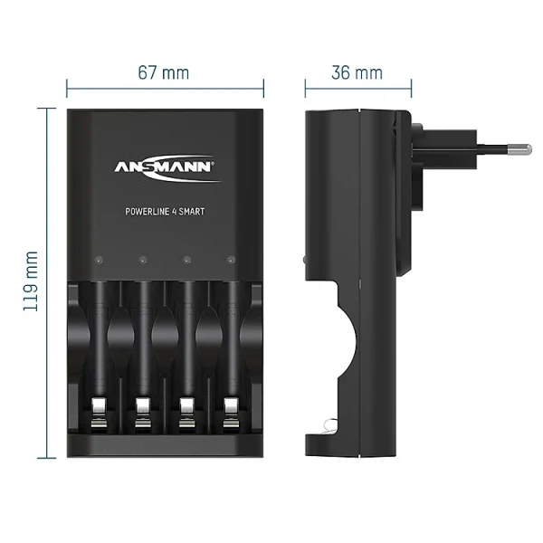Combo Bộ sạc ANSMANN POWERLINE 4 Smart kèm 4 pin AA-2850-US