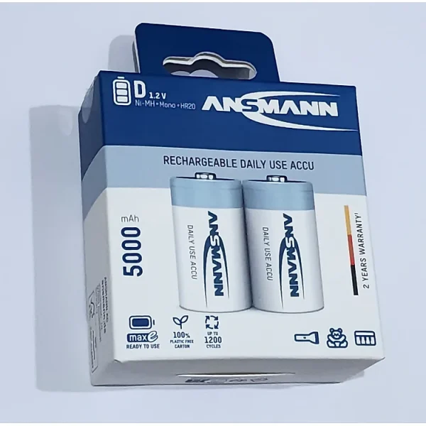 Pin đại sạc ANSMANN 5000 (Mono D) vỉ 2 viên