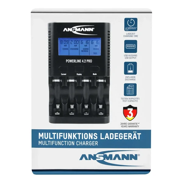 Bộ sạc, xả, đo dung lượng pin AA - AAA ANSMANN PowerLine 4.2 Pro